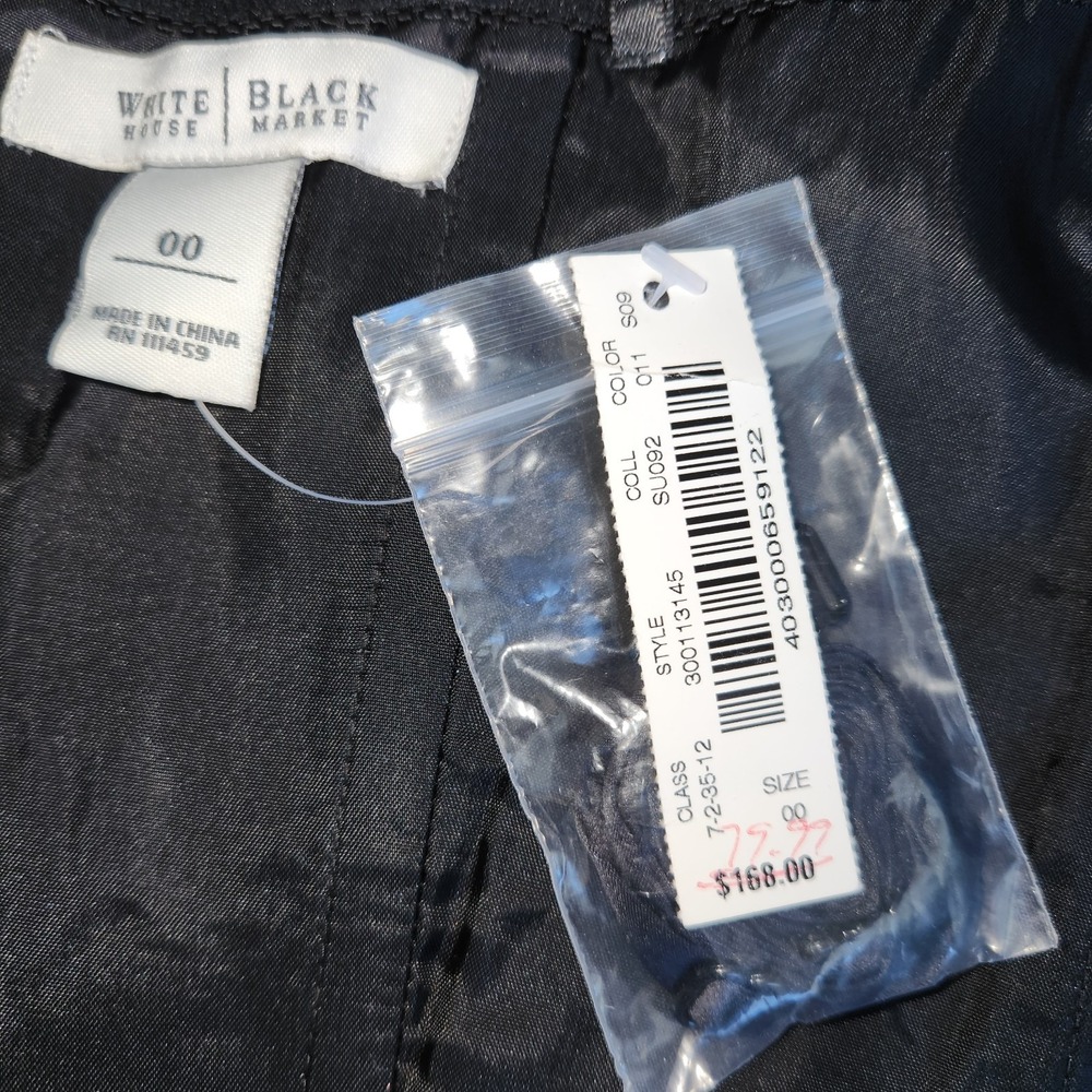 WHBM Satin Black White Dress Size 00 Silk Mini Formal Party Cocktail NWT - Picture 4 of 8